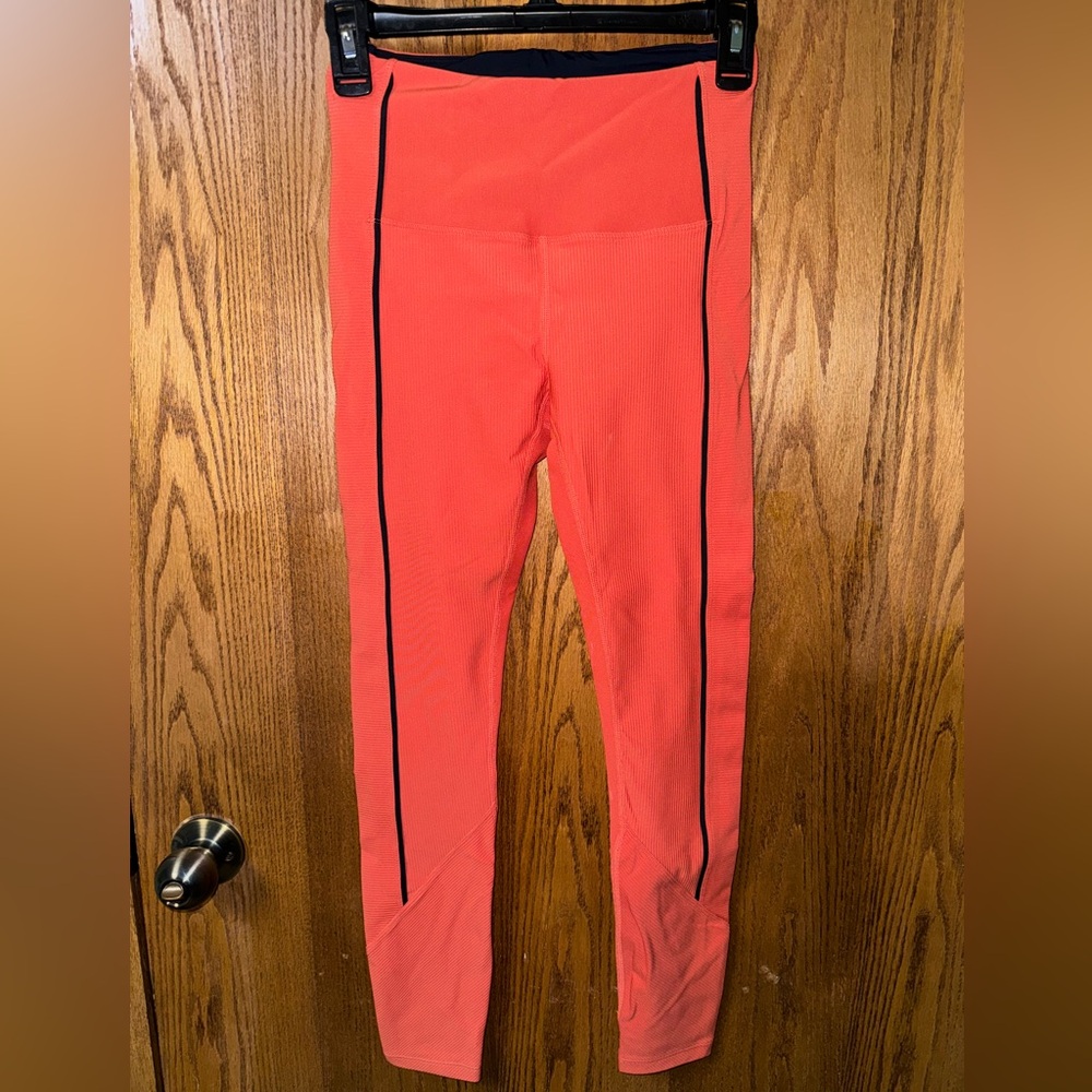 Orange Active Zyia Leggings with Black Piping